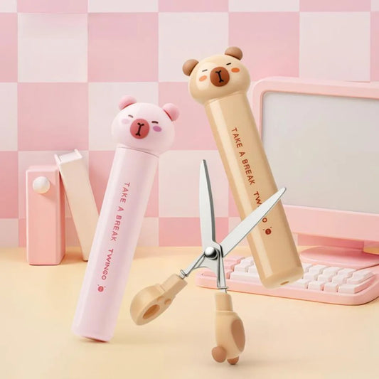 Capybara Themed Stainless Steel Scissors (2-Pack) – Animal-Shape Craft Scissors for Students & DIY School Supplies