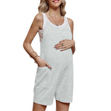 Women’s Maternity Jumpsuit – Sleeveless Solid Color Pregnancy Bodysuit with Pockets, Plus Size Casual Winter Outfit