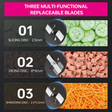 Lecon Chef 3-in-1 Electric Food Processor – Vegetable Dicer, Chopper & Slicer with 3 Stainless Steel Blades