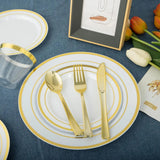 600pcs Gold Disposable Plates Dinnerware Set – Heavy-Duty Plastic Dinner & Dessert Plates for 100 Guests | Elegant Party Tableware