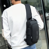 Men's PU Leather Chest Bag – Waterproof Anti-Theft Crossbody Sling with USB Charging Port for Travel & Sports