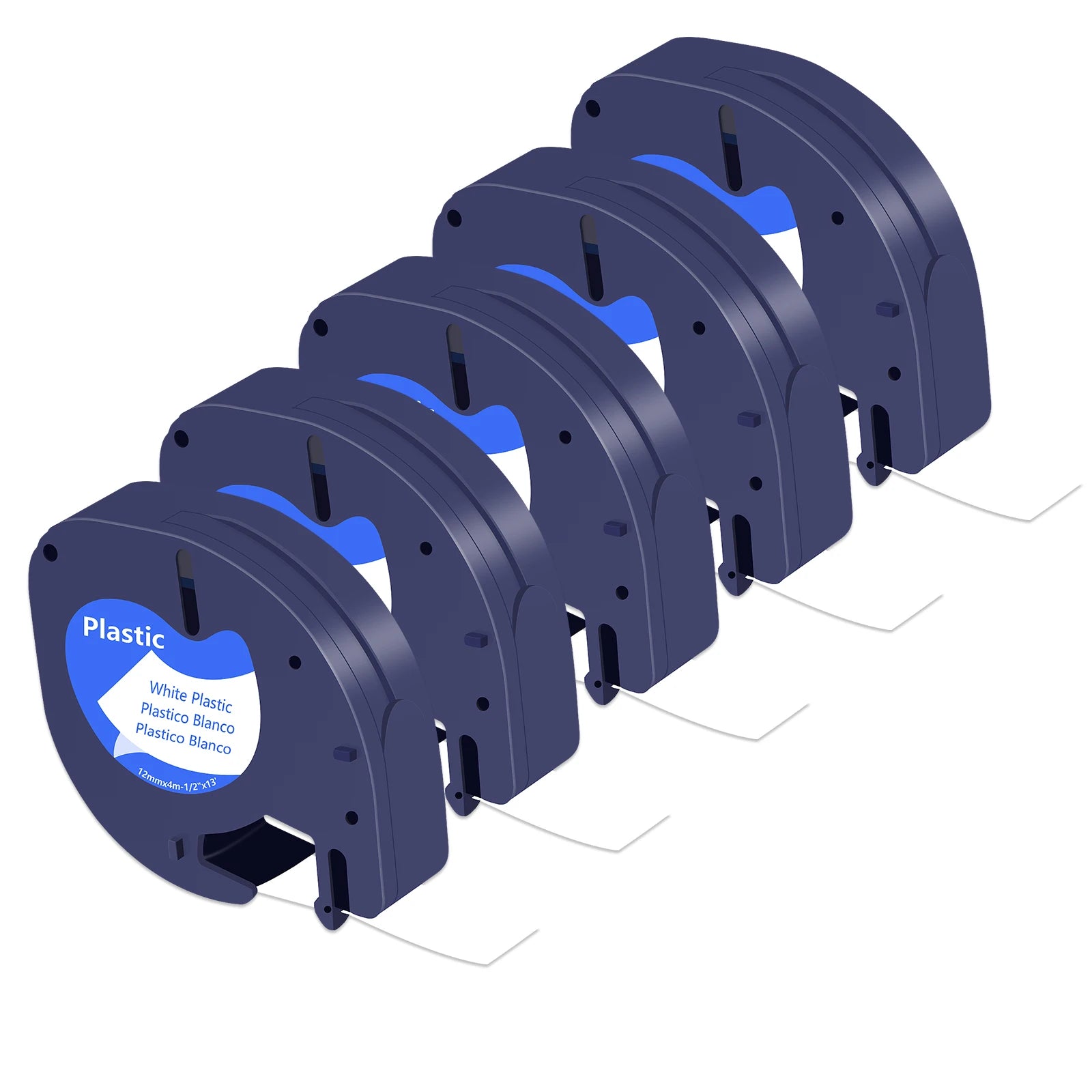 20‑Pack Black-on-White Plastic Label Tape (12 mm) – Compatible with Dymo LetraTag LT‑100H, LT‑100T, P15, Q30 & More