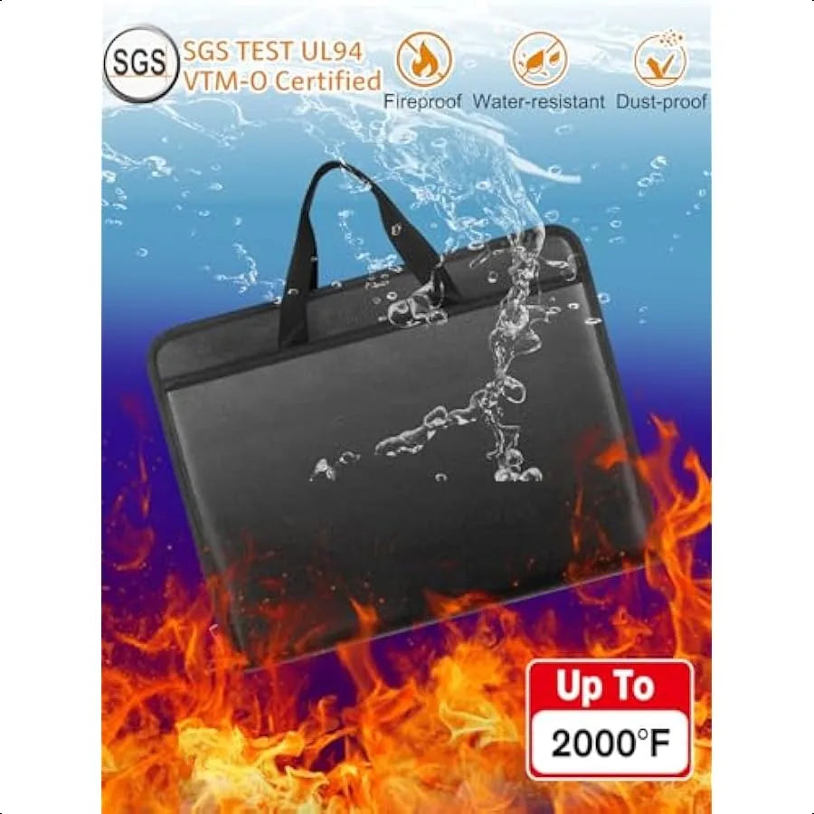 Fireproof Accordion Document Organizer – Expanding File Folder Storage Box with Zipper & Labels (13 Pockets)