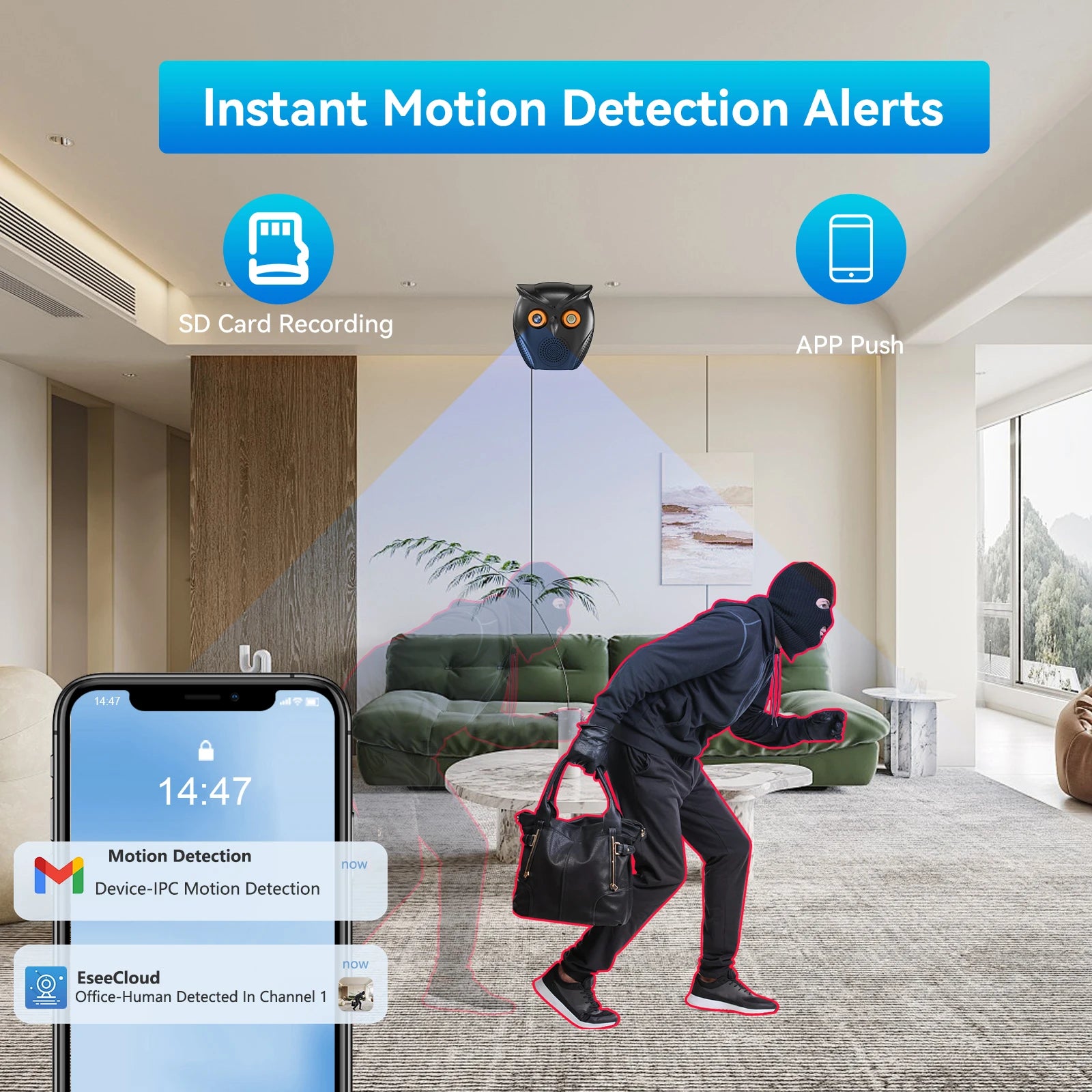 1080P WiFi Home Security Camera – Indoor Mini Surveillance Cam with 120° Wide-Angle Lens, Two-Way Audio, USB Power & Night Vision