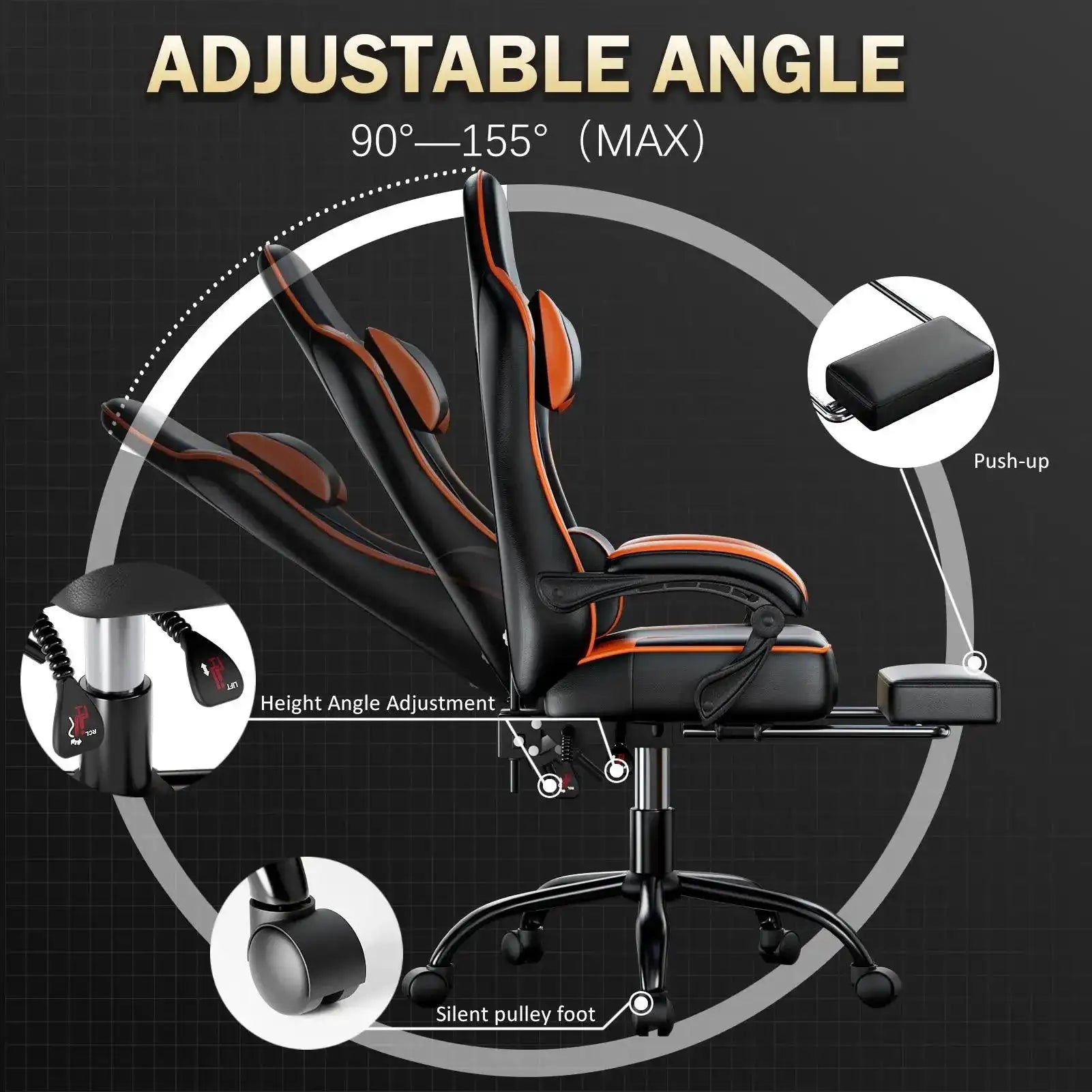 Reclining Gaming Chair with Footrest – PU Leather Ergonomic Gamer Chair - PulinGO
