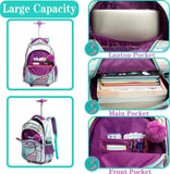 Mermaid Rolling Backpack for Girls – Wheeled School Backpack with Lunch Box for Elementary Students