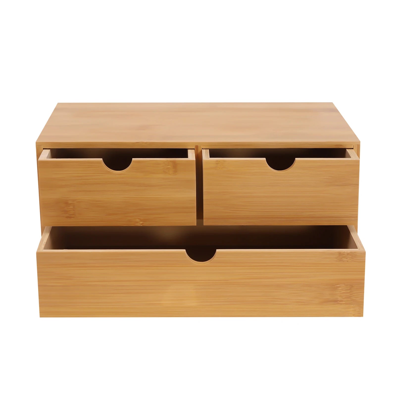 Bamboo 3-Drawer Desk Organizer Box – Compact Wood Desktop Storage Solution