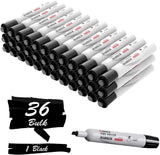 Dry Erase Markers – Black Chisel Tip Whiteboard Pens, Low-Odor Ink (36-Pack Bulk)