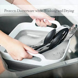 “Self-Draining Collapsible Plastic Wash Basin with Strainer – Foldable Gray Laundry & Camping Basin”