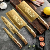 “Titanium-Coated 4-Piece Kitchen Knife Set – Sharp & Durable for Meat, Bones, Home or Commercial Use”