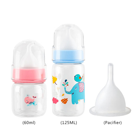 Small Pet Feeding Bottle – 60ml / 125ml Cute Nursing Bottle for Newborn Kittens & Puppies (PP Cartoon Design)