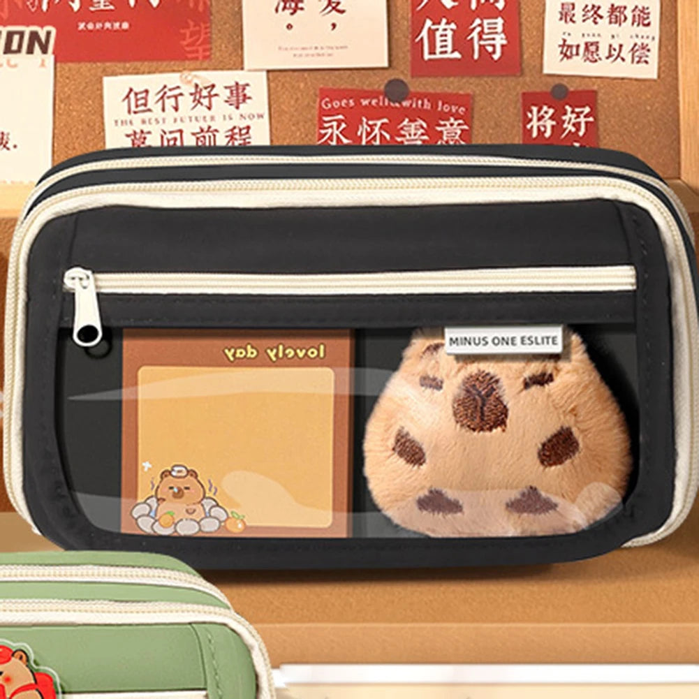 9-Layer Kawaii Zipper Pencil Case – Large Capacity Capybara & Animal-Shape Multi-Tier Stationery Pouch for Kids
