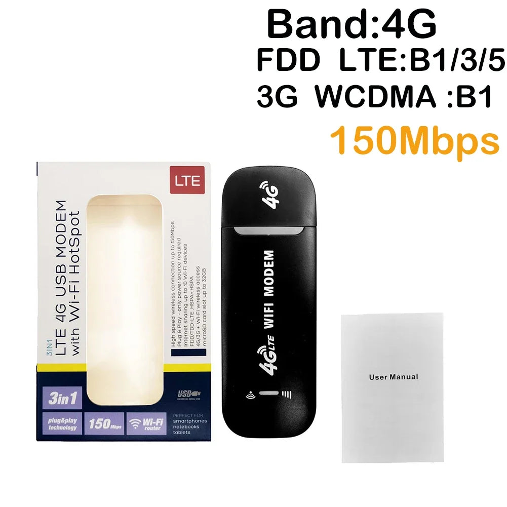 150Mbps 4G LTE Portable WiFi Router – Pocket Wireless Hotspot with SIM Card Slot & 3600mAh Battery for Wide Coverage