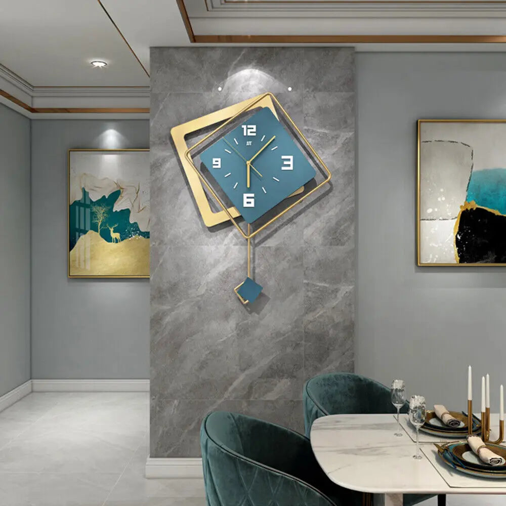 Modern Metal Large Wall Clock – Silent Digital Hanging Wall Art Clock for Home & Office Décor
