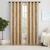“2-Piece Golden Wave Blackout Curtains – Thermal Insulated Light-Filtering Drapes with Grommet Top for Living Room & Bedroom”