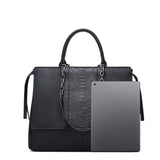 Women’s Crocodile-Pattern Faux Leather Shoulder Bag – Large Capacity Commuter Tote