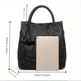 Women’s Floral Embossed Handbag – Large Capacity Fashionable Leather Crossbody for Work & Daily Use 👜✨