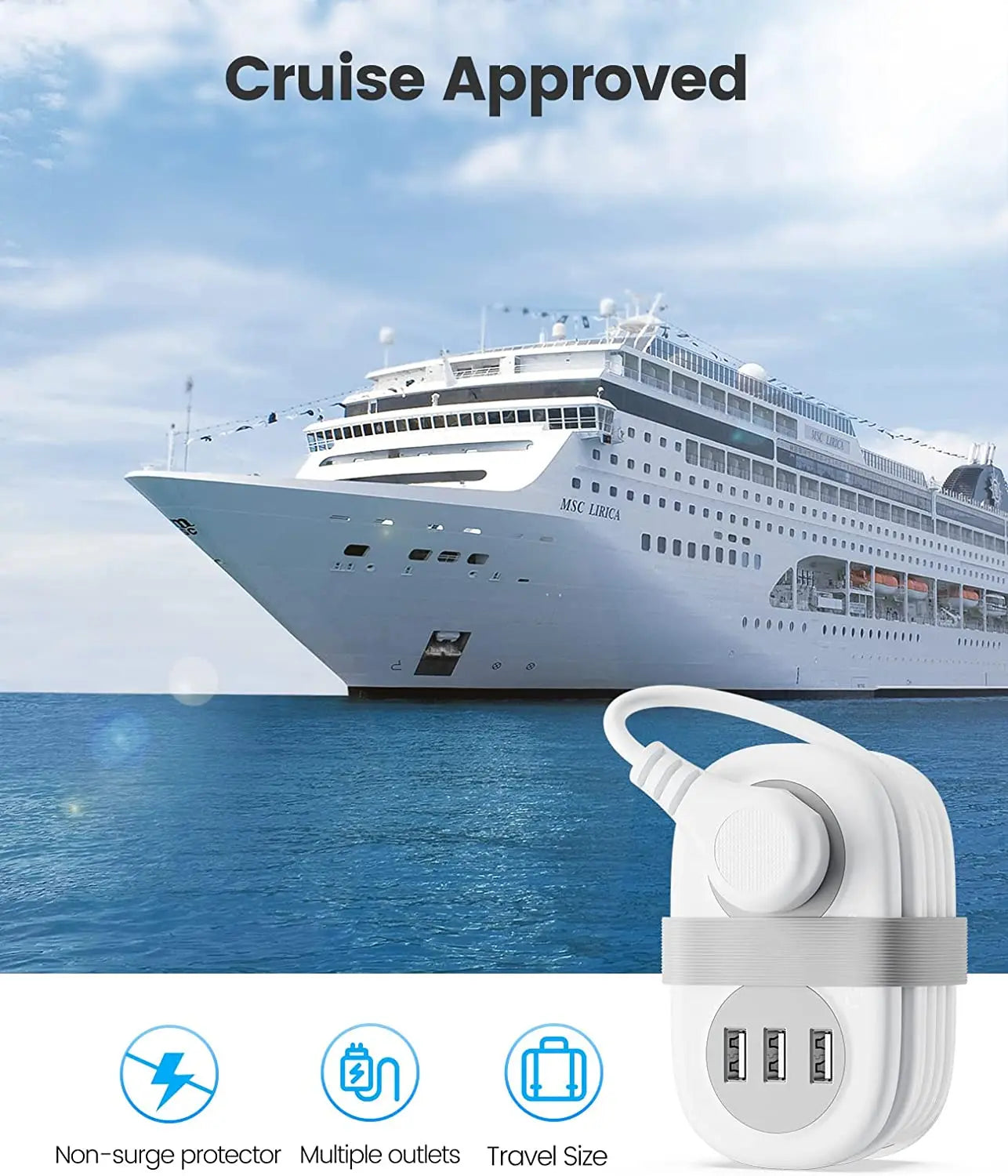 ORICO Power Strip – Multi-Tap Socket Extension Cord with AC Outlets, USB Ports & Type-C PD Fast Charging, Electrical Network Filter