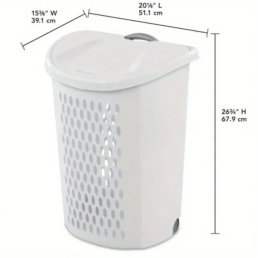 Plastic Wheel Laundry Basket with Flip-Top Lid & Wheels – Portable Dirty-Clothes Storage & Transport Solution
