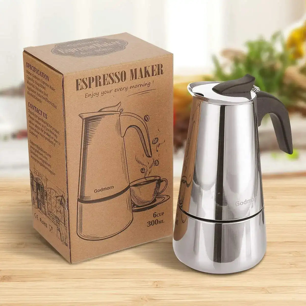 6-Cup Moka Pot Stovetop Espresso Maker – Classic Italian Coffee Maker for Home Kitchen
