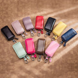 Genuine Leather Keychain Men Women Key Holder Organizer Pouch Cow Split Car Key Wallet Housekeeper Key Case Mini Card Bag