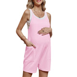 Women’s Maternity Jumpsuit – Sleeveless Solid Color Pregnancy Bodysuit with Pockets, Plus Size Casual Winter Outfit