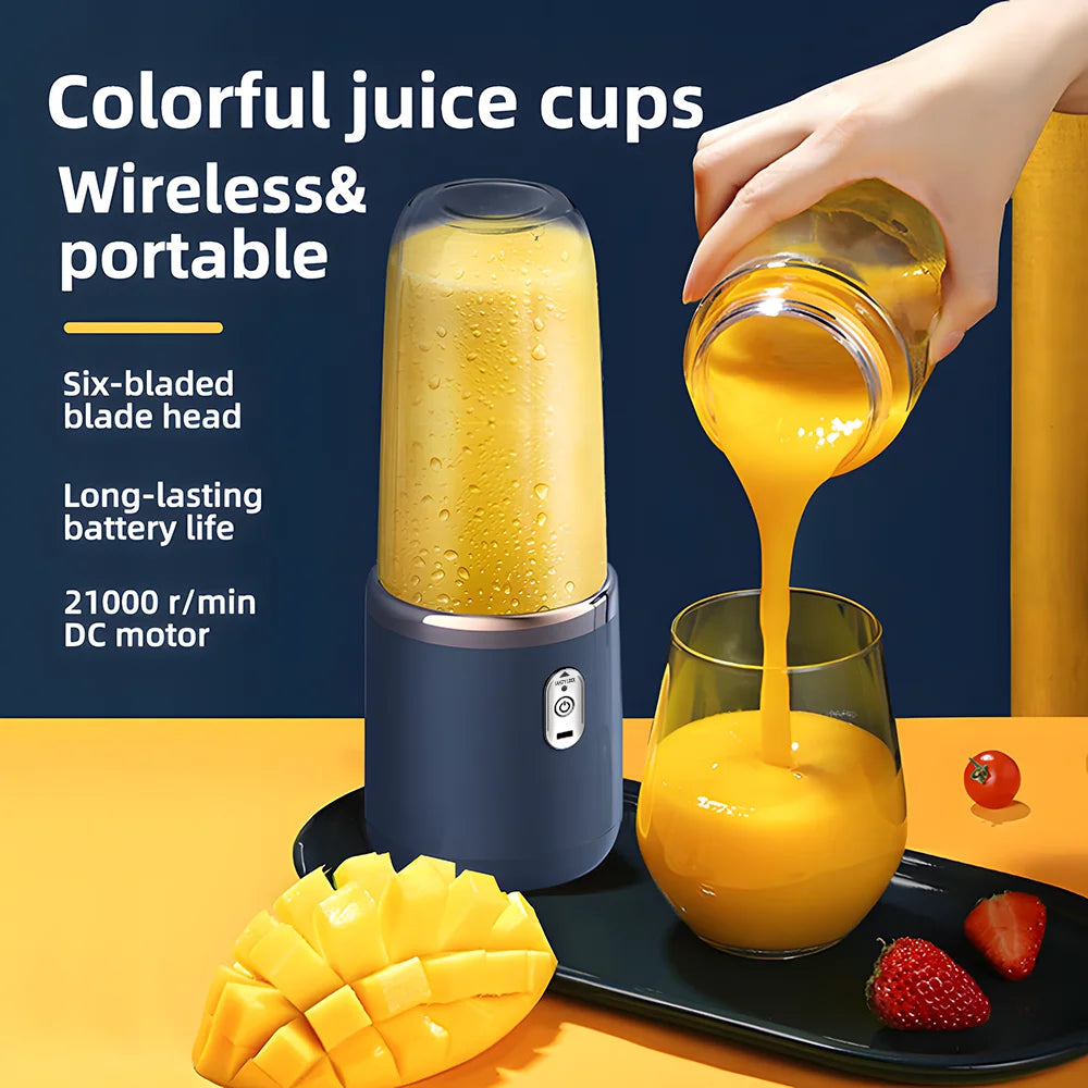 C003 2-in-1 Portable Blender & Juicer – USB Rechargeable, 6 Blades, Double Cups for Smoothies & Shakes 🥤⚡