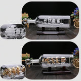 Sailboat in Drifting Bottle – 3D Glass Ornament with Wooden Base for Nautical Home & Tabletop Décor