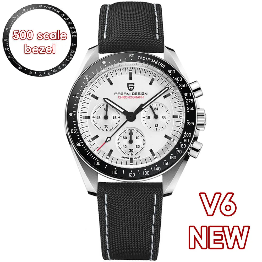 PAGANI DESIGN 2024 Men’s Luxury Quartz Chronograph Watch – Sapphire Mirror, Auto Date, Speed Dial ⌚✨