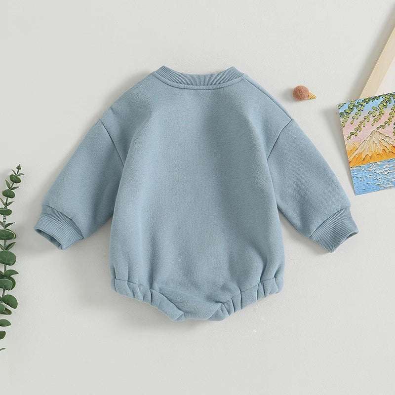 Toddler Boys Sweatshirt Bodysuit – Long-Sleeve Round-Neck with Letter Embroidery (0-18 M)