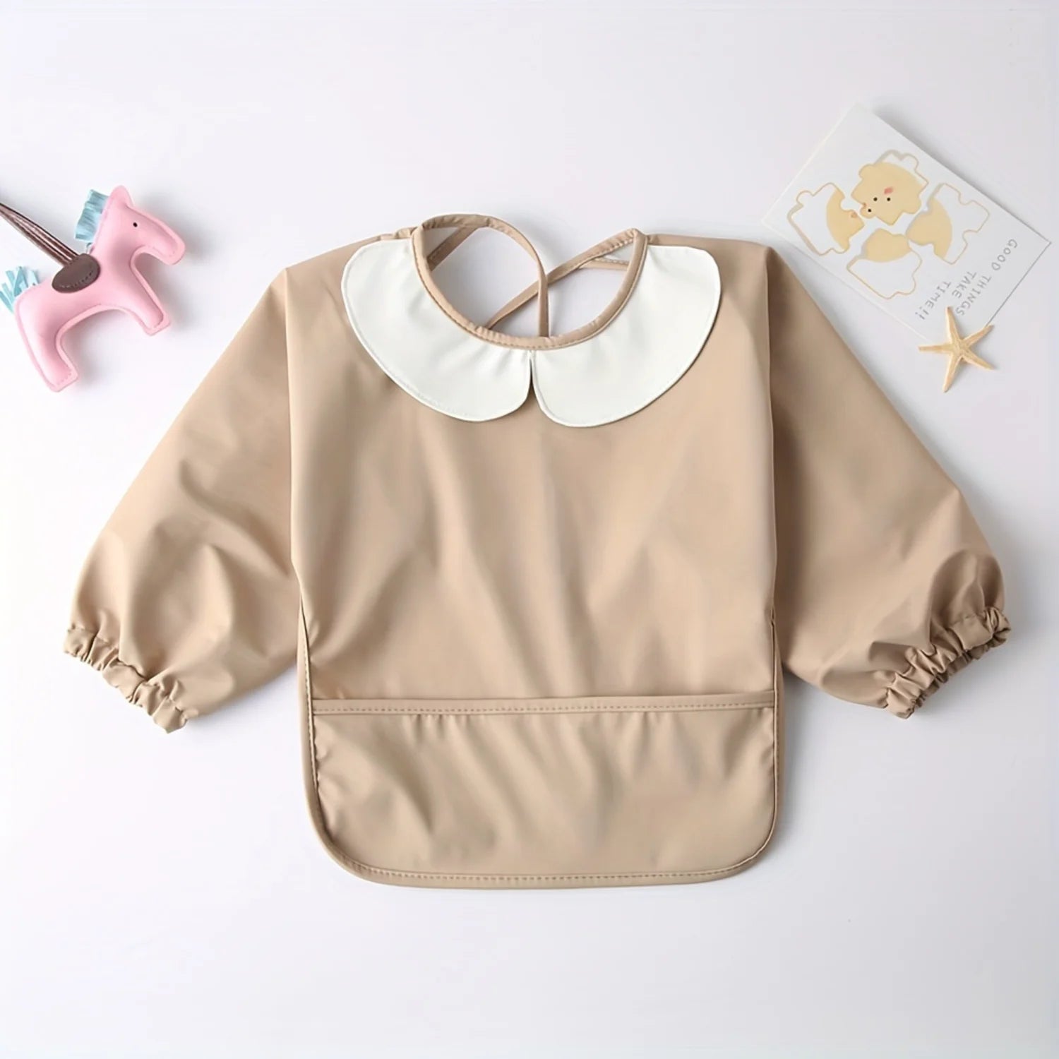Cute Long-Sleeved Waterproof Feeding Bib – Full Coverage Baby Bib for Mealtime, Art & Holiday Gift