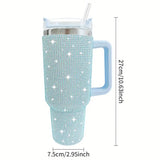 Sparkling Studded Tumbler 40oz with Lid & Handle – Stainless Steel Insulated Car Cup