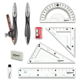 Maped Study Geometry Set – 10-Piece Metal Compass & Measuring Tool Kit for Students & Professionals