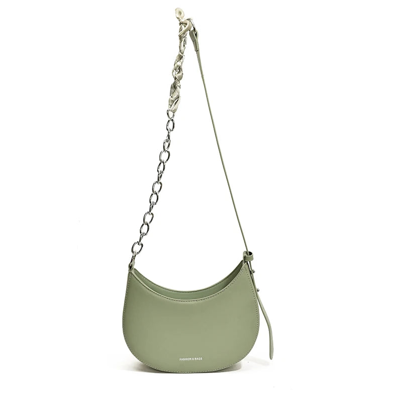 Women’s Crescent Hobo & Crossbody Bag – PU Leather Solid Colour Adjustable Strap for Work & Travel