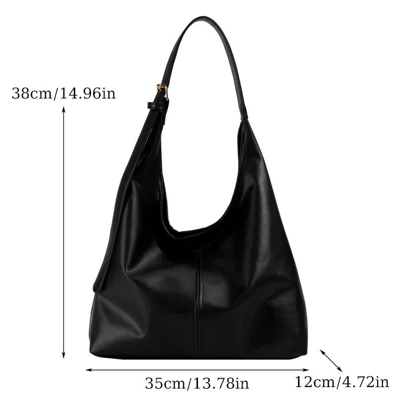 Women’s retro simple tote bag – large-capacity shoulder handbag, versatile casual shopping & work bag with minimalist design