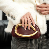 Women’s Retro PU Leather Clutch Bag – Elegant Evening Party Shoulder Crossbody Purse with Chain Strap & Phone Holder