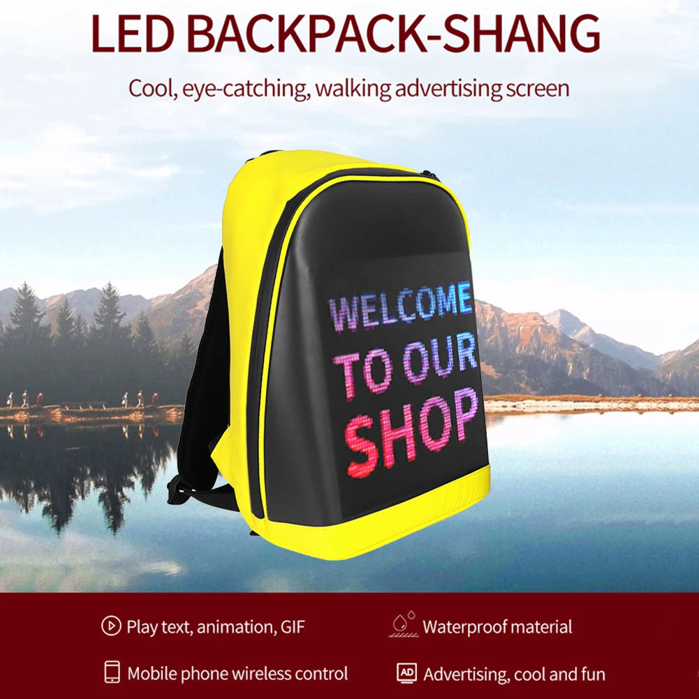 LED Screen Display Backpack – Wireless Business & Travel Laptop Backpack for Men and Women