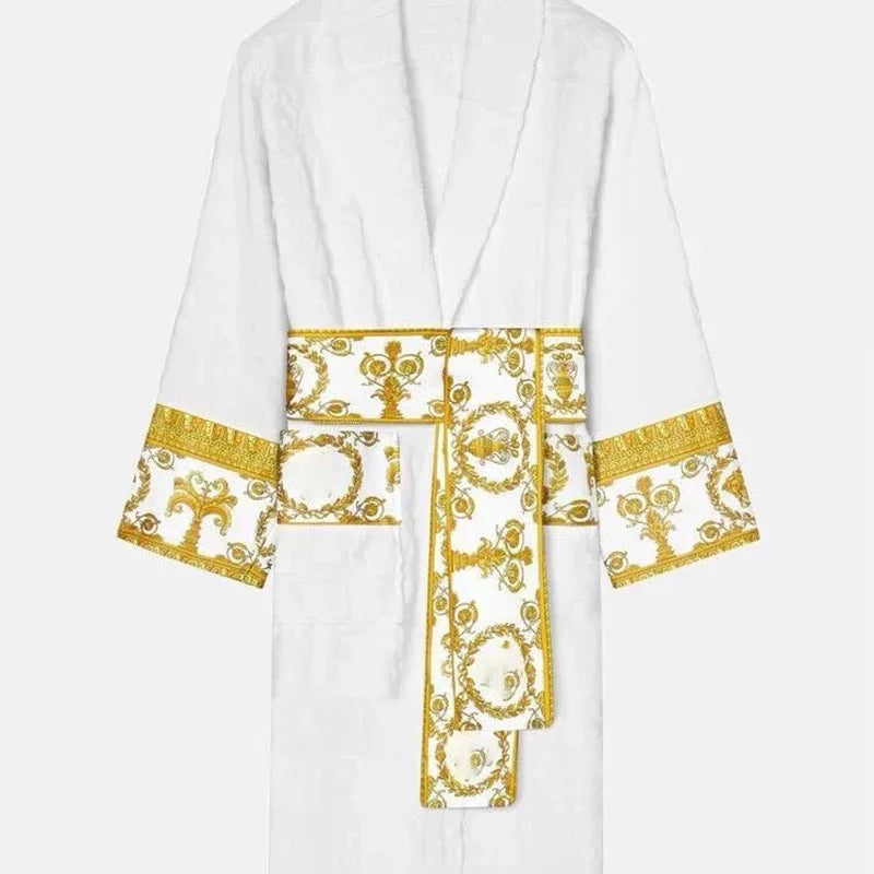 Autumn Winter Unisex Bathrobe – Long Sleeve Plush Homewear Robe with Belt & Pockets | Cozy Couple Pajama Robe