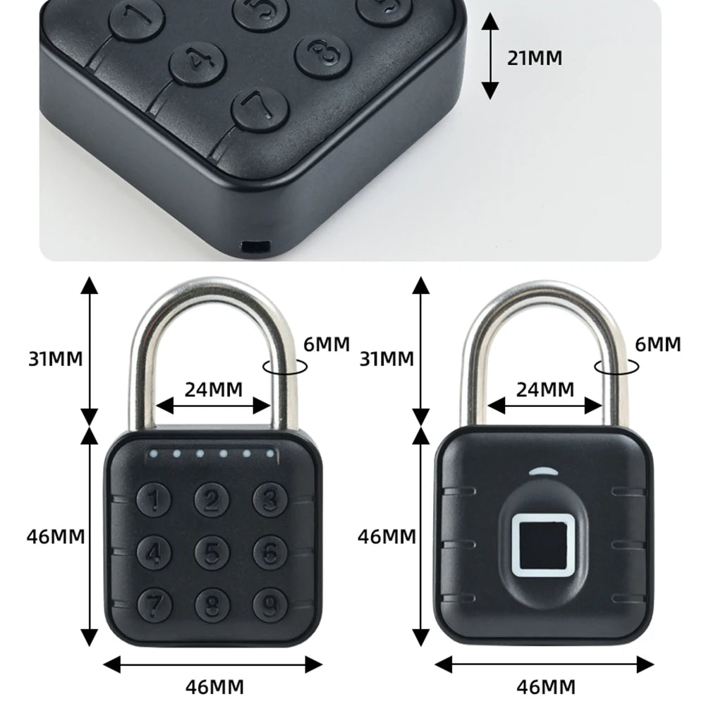 Smart Fingerprint Padlock with Tuya APP – Waterproof Portable Anti-Theft Keyless Lock