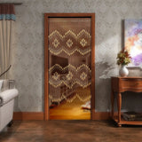 Wooden Bead Doorway Curtain – 35″ × 43″/68″ × 9″ Natural Boho Beads for Front Door Decor