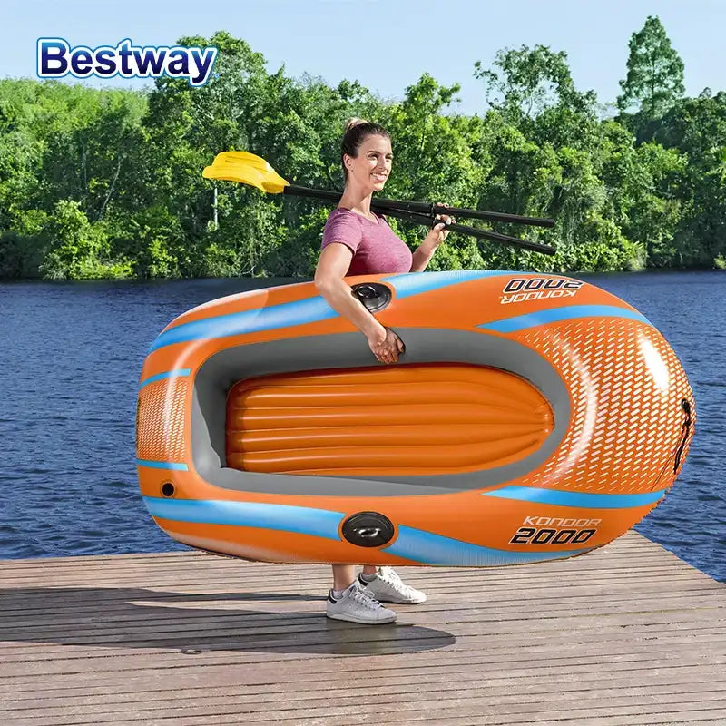 Bestway 61142 Heavy-Duty Inflatable Kayak for 1-3 Persons – Durable PVC Adventure Boat