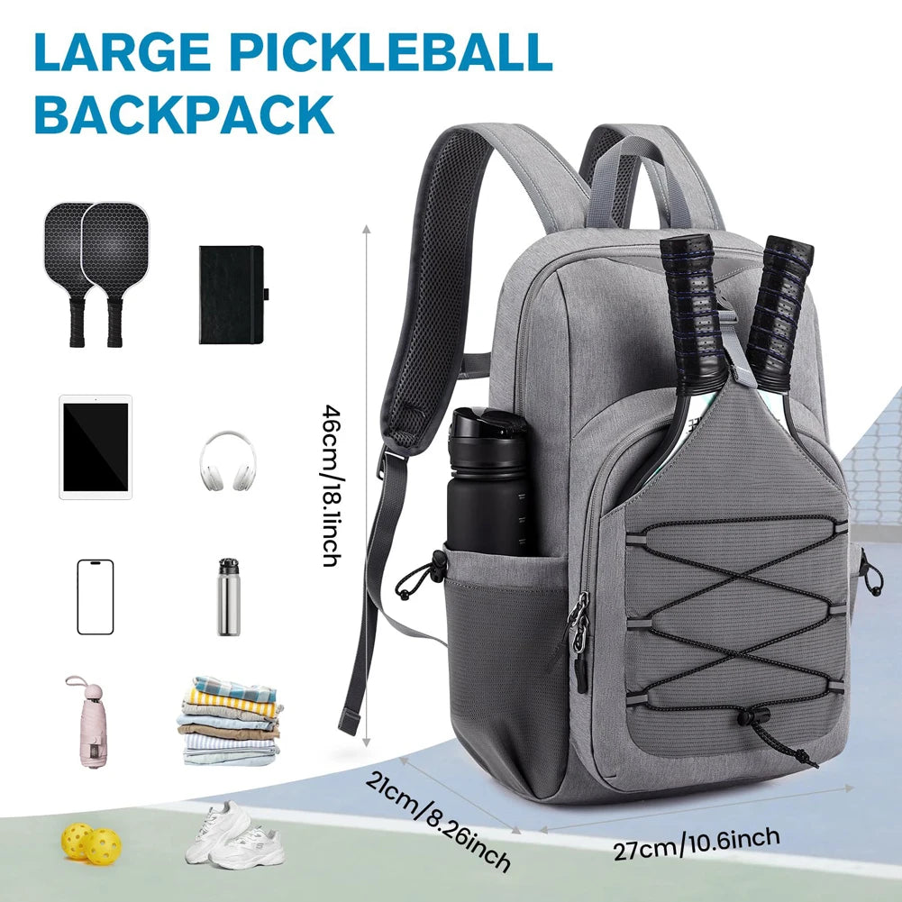Large-capacity pickleball racket backpack – portable paddle bag rucksack for hiking, sports, traveling & outdoor outings