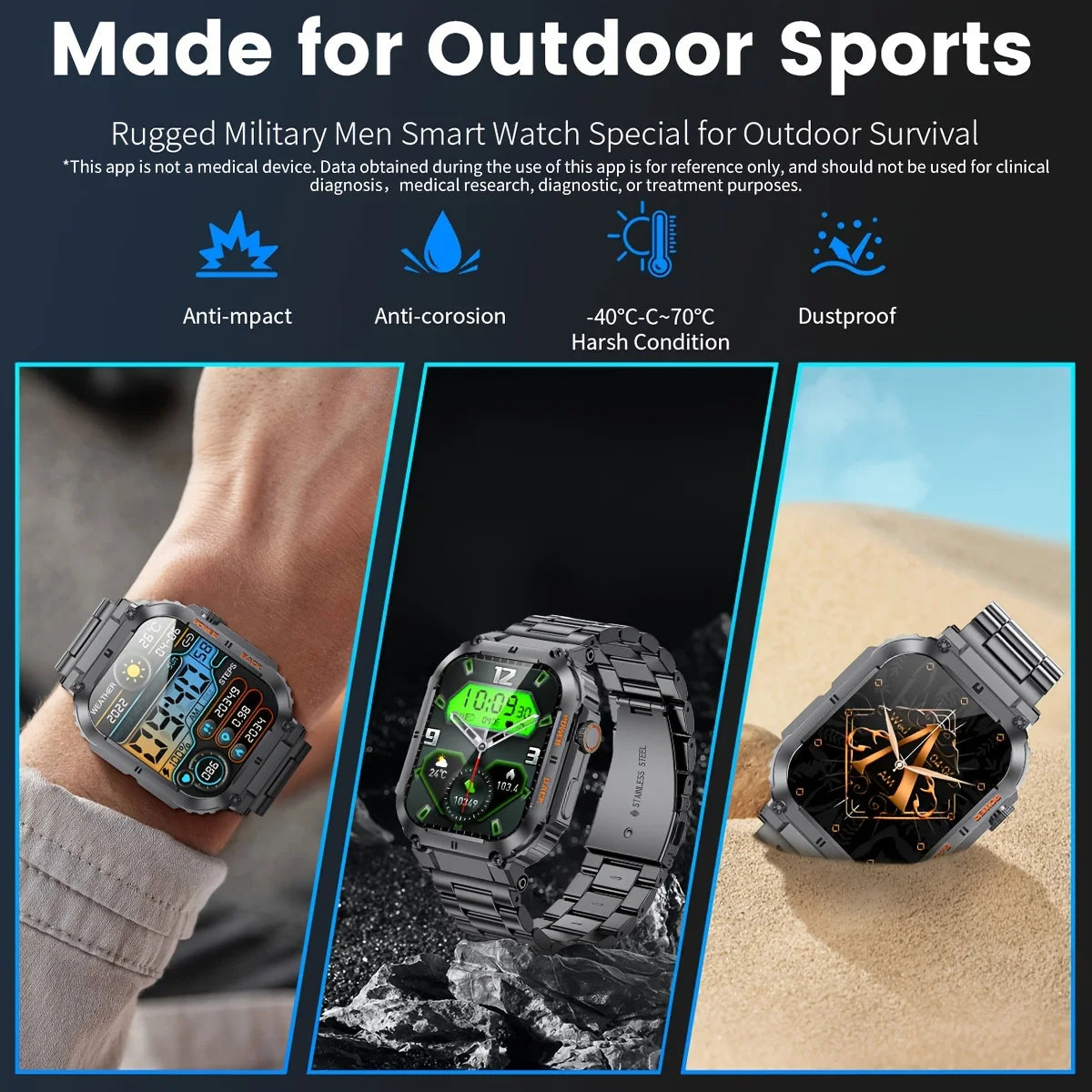 LIGE Outdoor Sports Fitness Smartwatch – 1.96" Screen, Bluetooth Calling, Waterproof, Blood Oxygen Tracking ⌚✨
