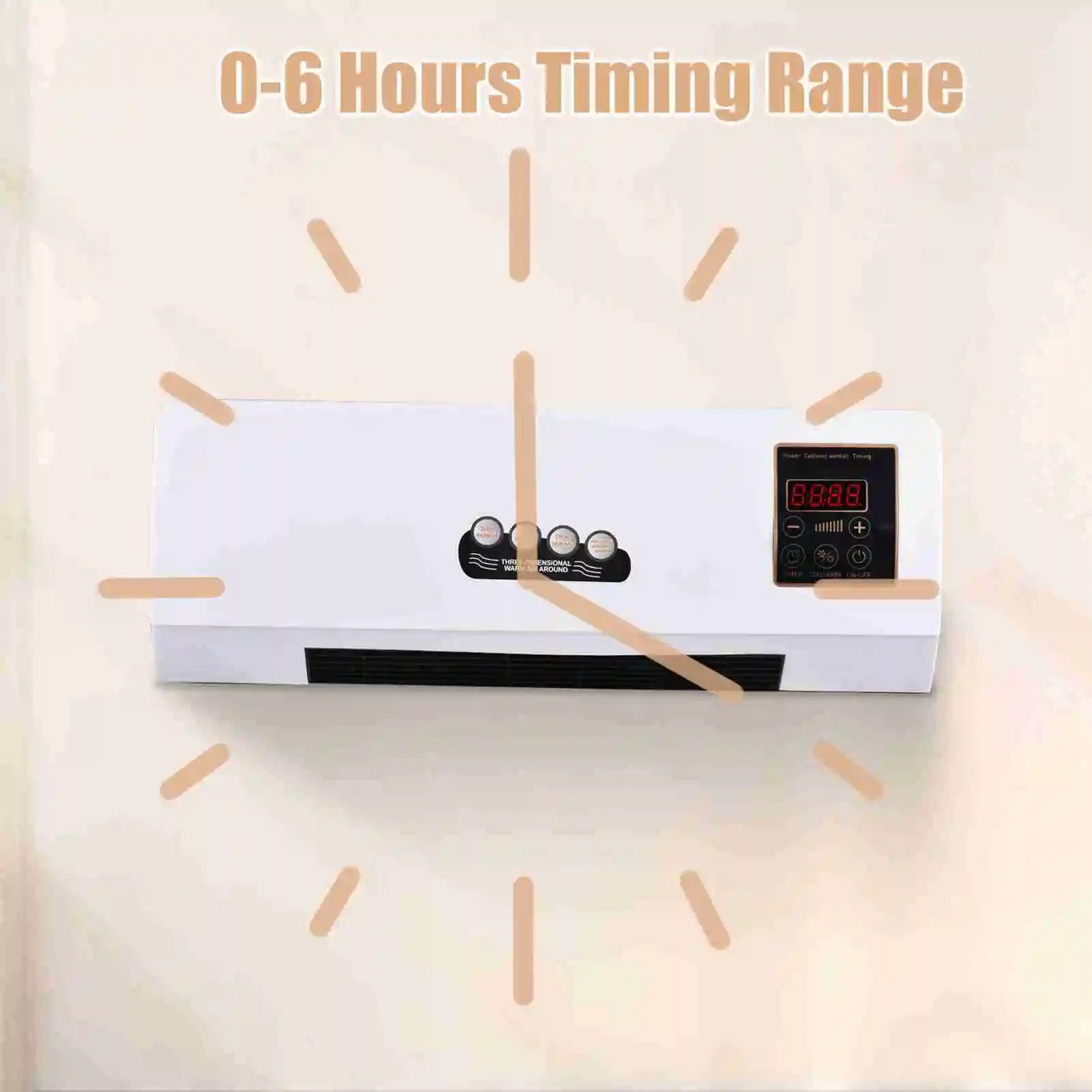 2-in-1 Wall-Mounted Heater & Fan – Digital Display, Nature Wind Mode & Timer for Home/Office/Dormitory