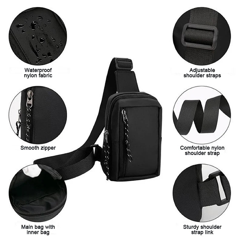 Men’s Canvas Chest Bag – Small Fashion Crossbody Sling Shoulder Bag for Phone, Travel & Daily Use