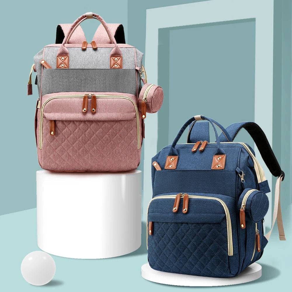 Portable Foldable Baby Travel Bed Backpack – Large Capacity Mommy Bag with Infant Carrier & Diaper Organizer