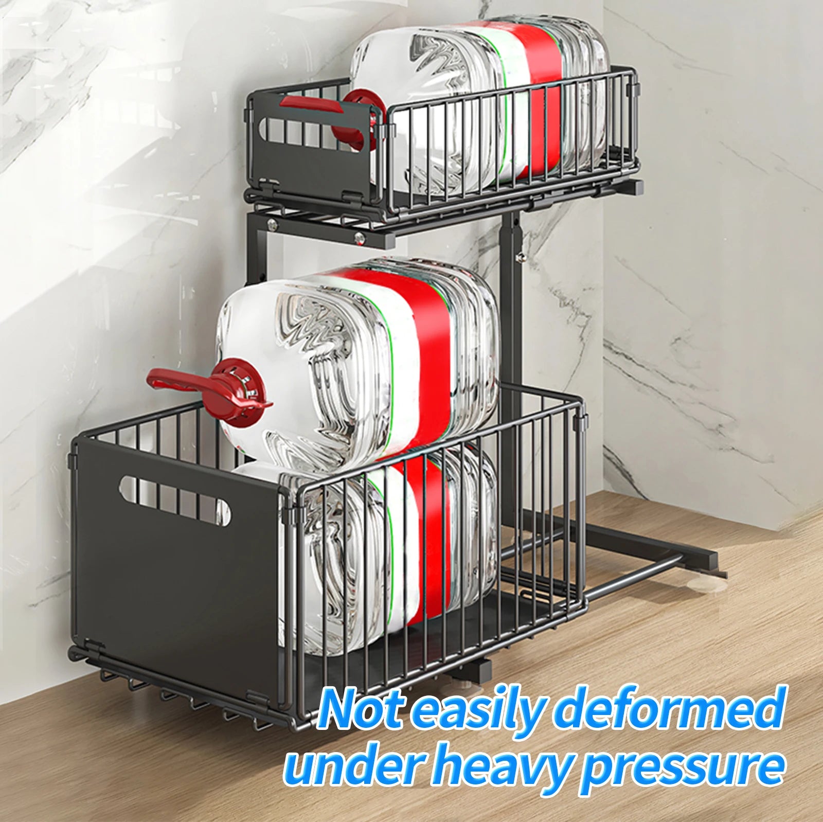 Upgraded Pull-Out Kitchen Cabinet Organizer – Guide Rail Design, Smooth Sliding Storage Rack for Home & Pantry