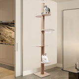 4-Tier Cat Tree Tower – Floor-to-Ceiling Adjustable Climbing Furniture with Sisal Rope Scratching Posts for Indoor Cats & Kittens