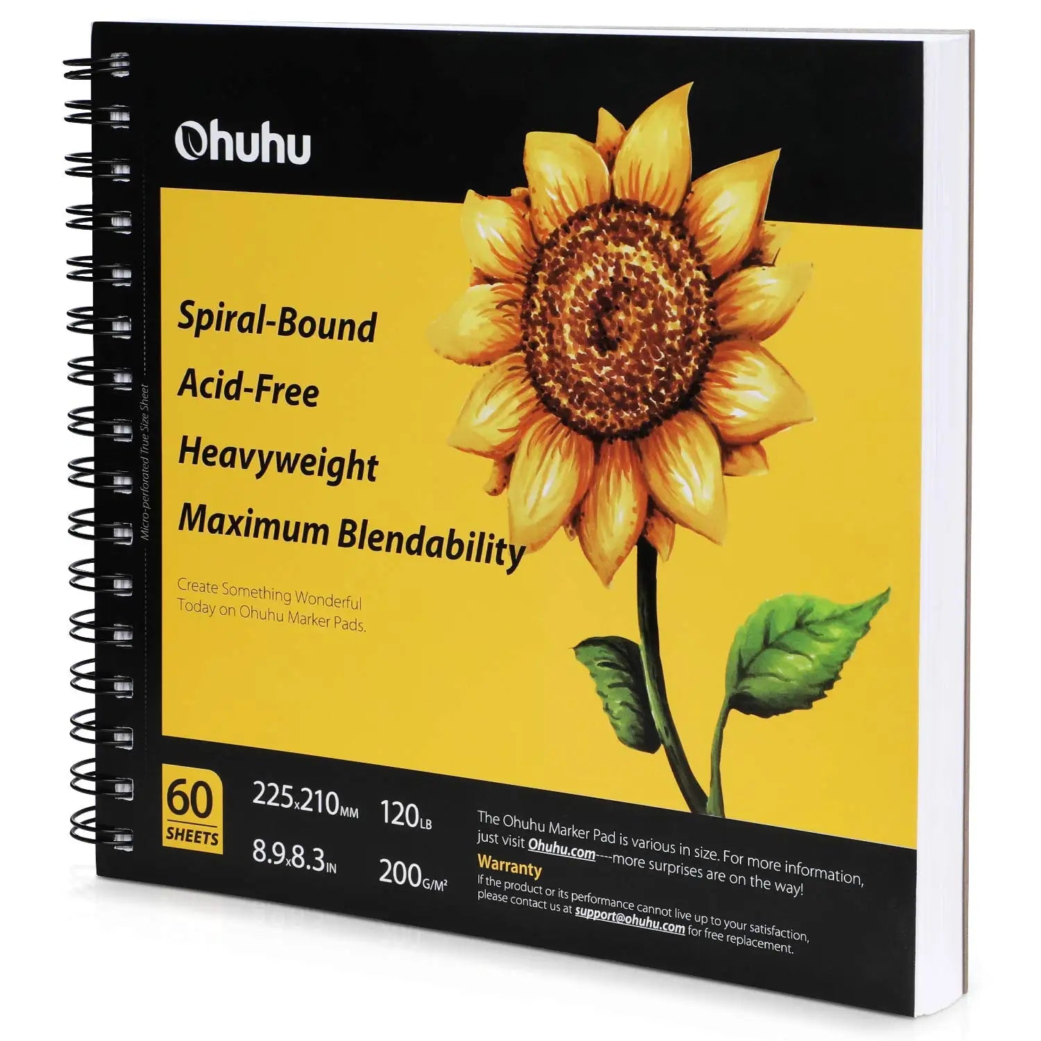 Ohuhu Spiral Bound Marker Pad – Art Sketchbook for Alcohol Markers & Watercolor, Thick Drawing Paper Notebook (Gift for School & Artists)