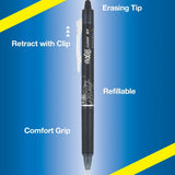 Erasable Gel Pens — Fine-Point 0.5mm, Black Thermo-Sensitive Ink, Smooth Writing, No-Smear, Refillable (3-Pack)